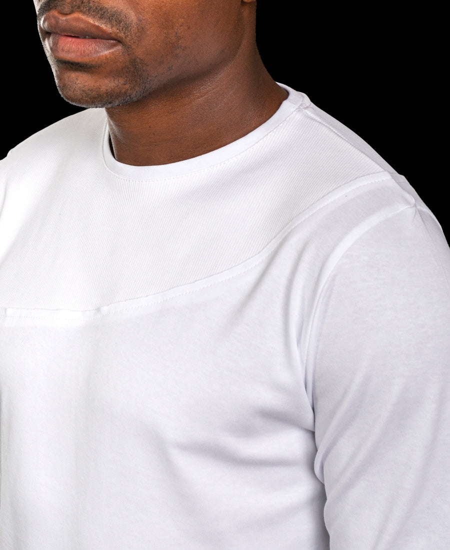 White Longline Top with Statement Detail