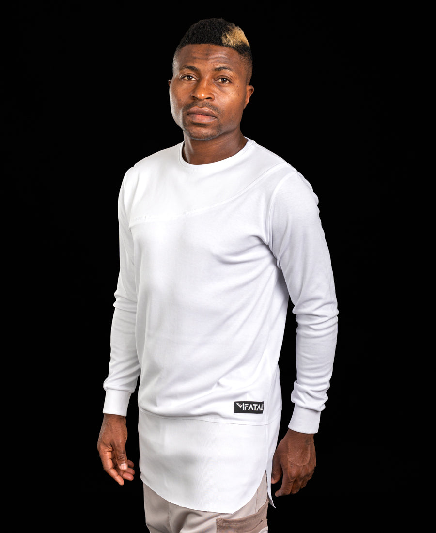 White Longline Top with Statement Detail
