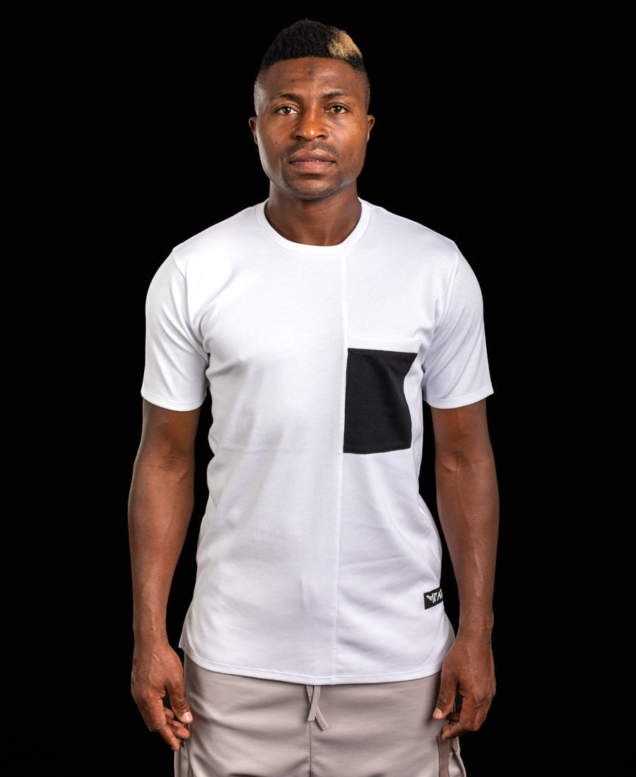 White T-Shirt with Black Pocket
