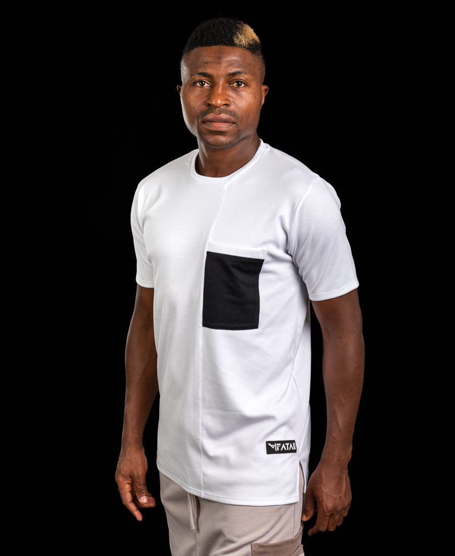 White T-Shirt with Black Pocket