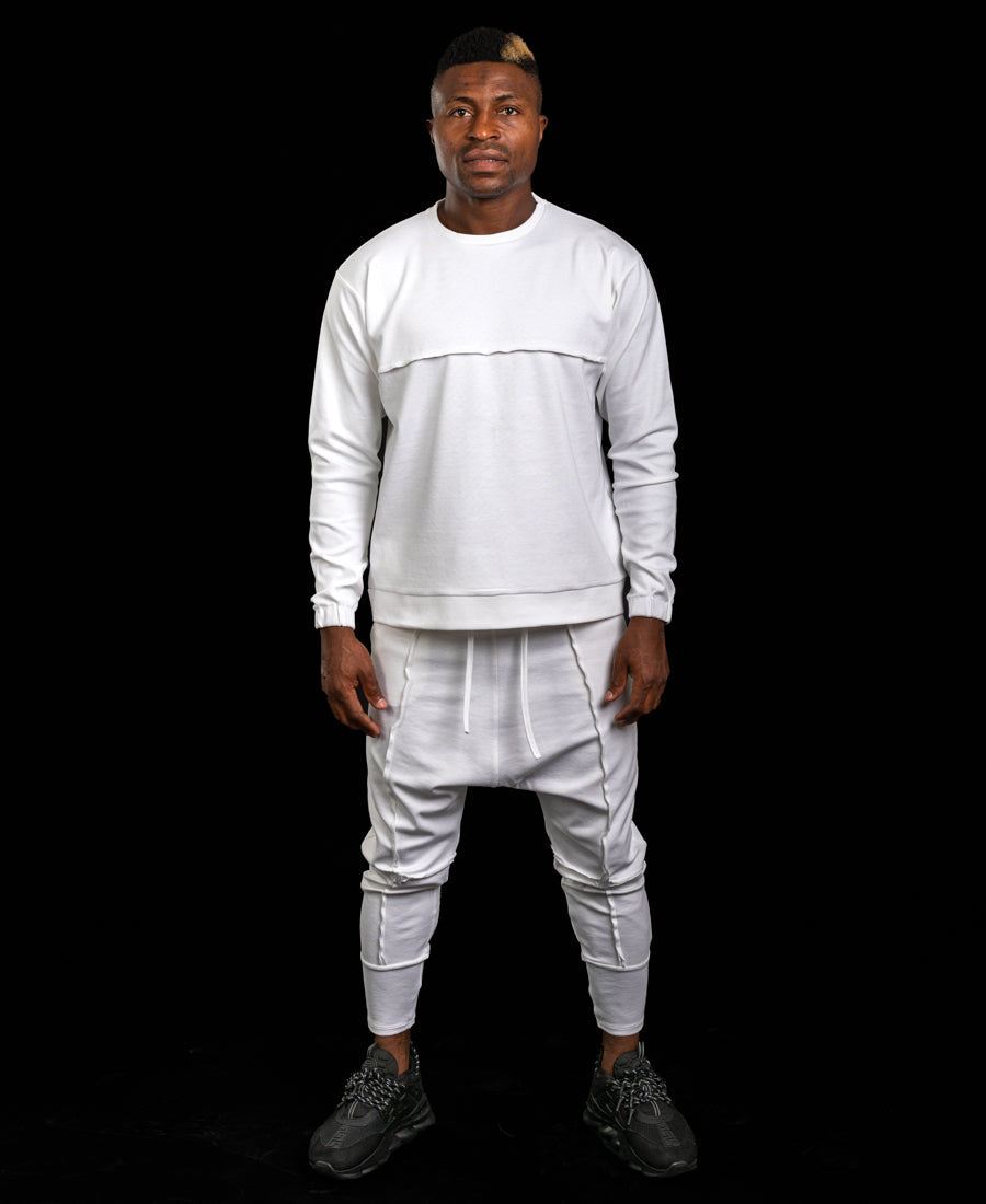 White Two-Piece Set with Statement Graphic