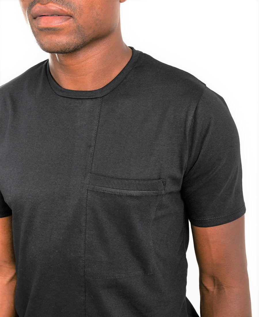 Black T-Shirt with Pocket Detail