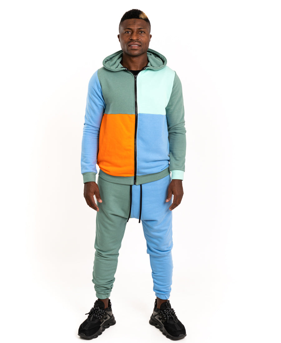 Multicolor Tracksuit with Zip-Front Top