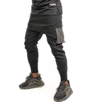 Black Trousers with Faux-Leather Side Pockets