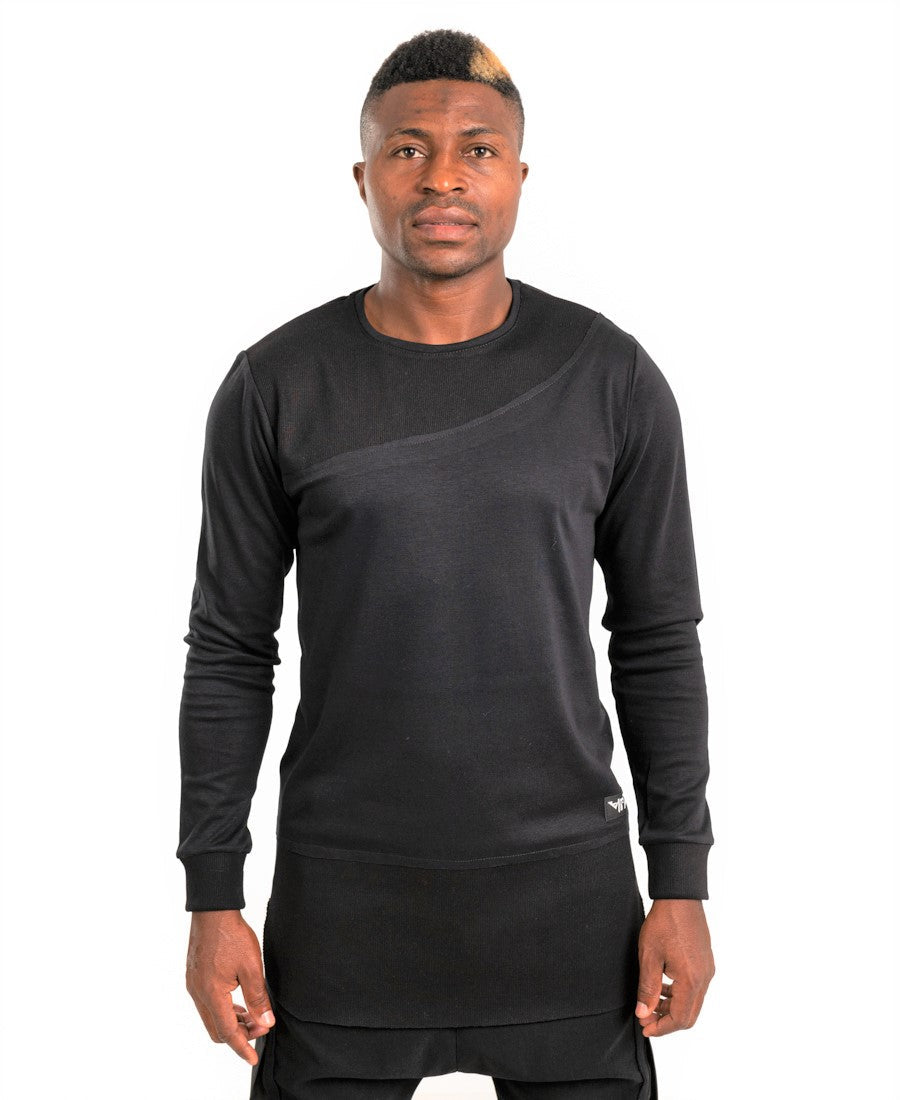 Black Longline Top with Statement Detail
