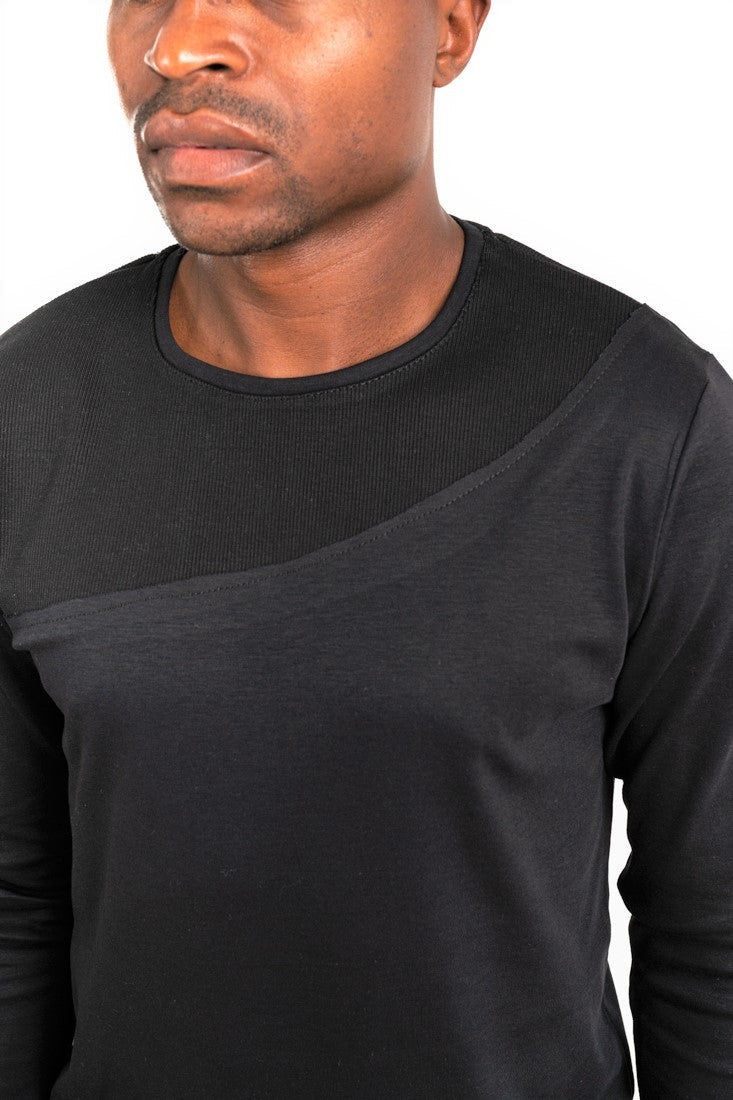 Black Longline Top with Statement Detail