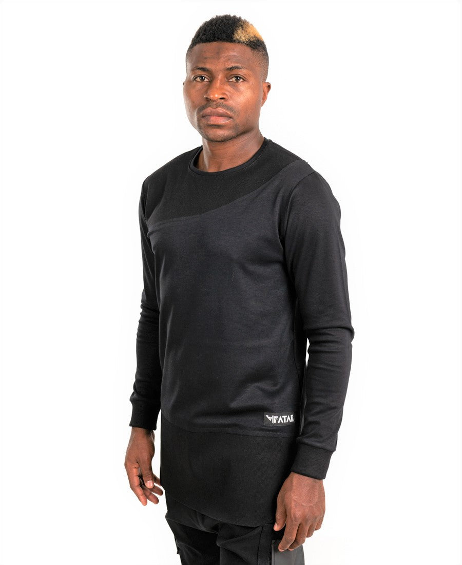 Black Longline Top with Statement Detail