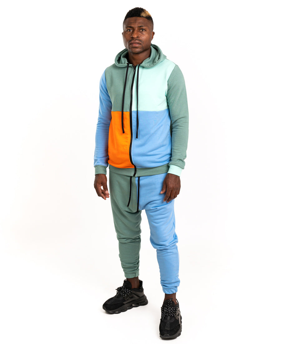 Multicolor Tracksuit with Zip-Front Top