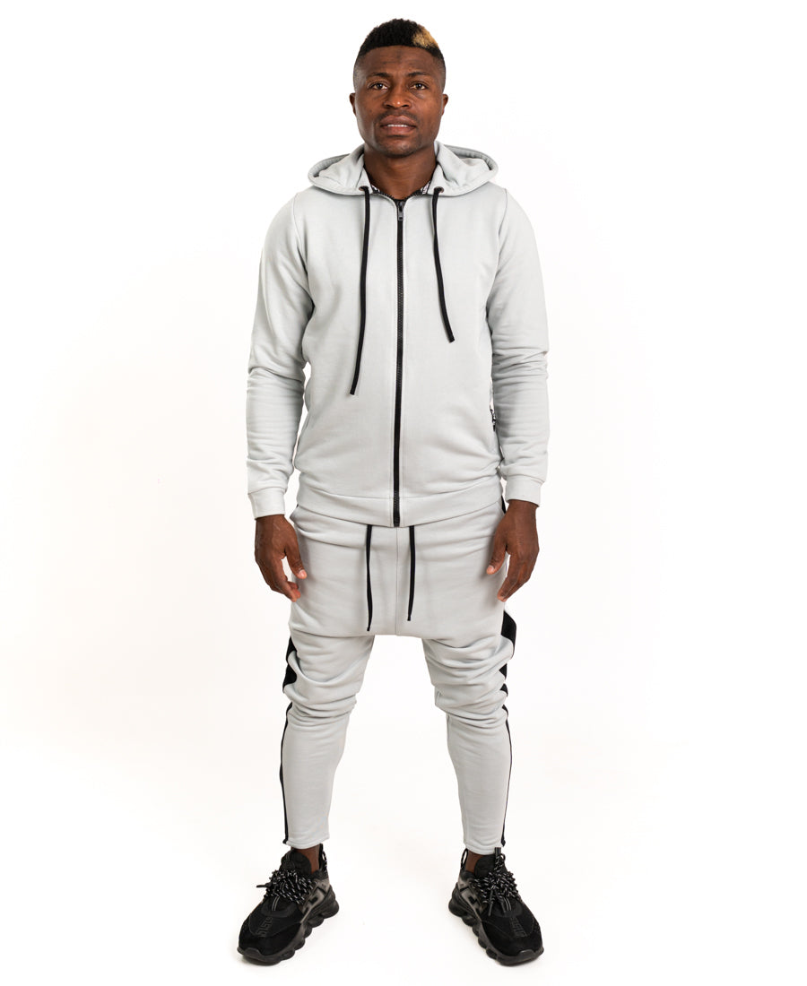 Light Grey Tracksuit with Black Stripes