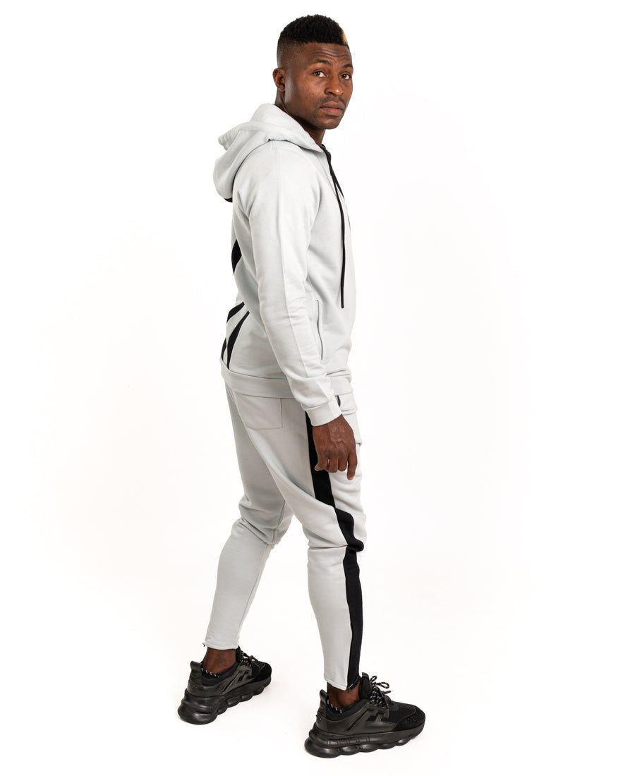 Light Grey Tracksuit with Black Stripes