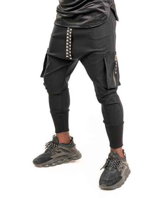 Black trousers with logo string