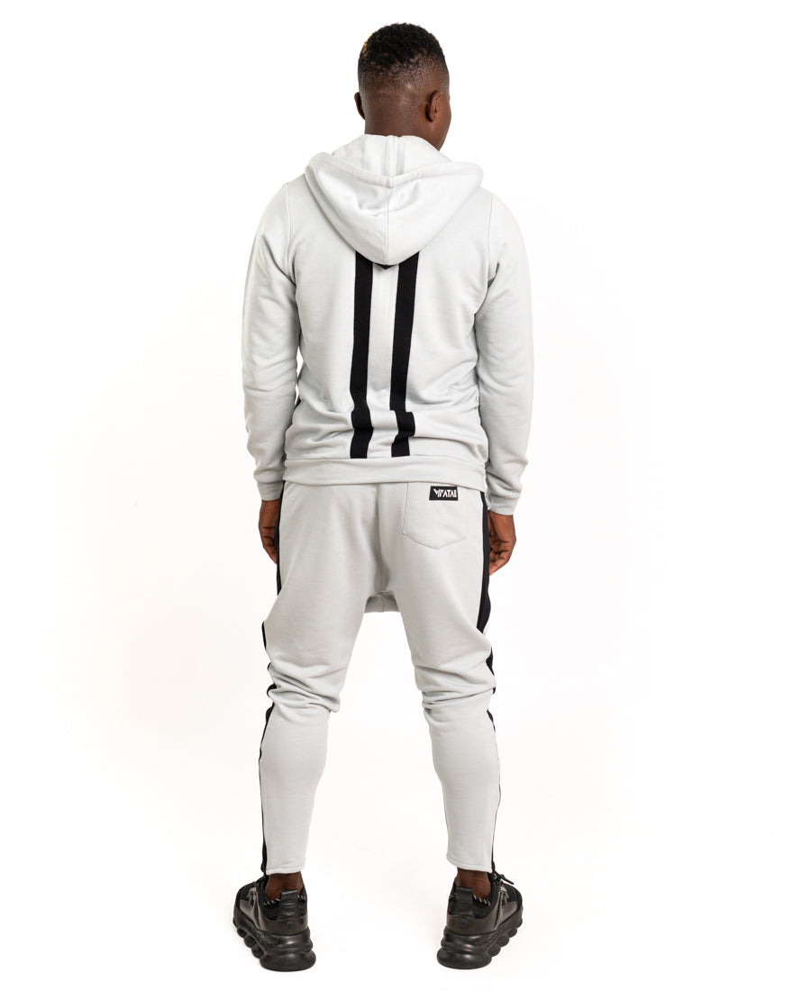 Light Grey Tracksuit with Black Stripes