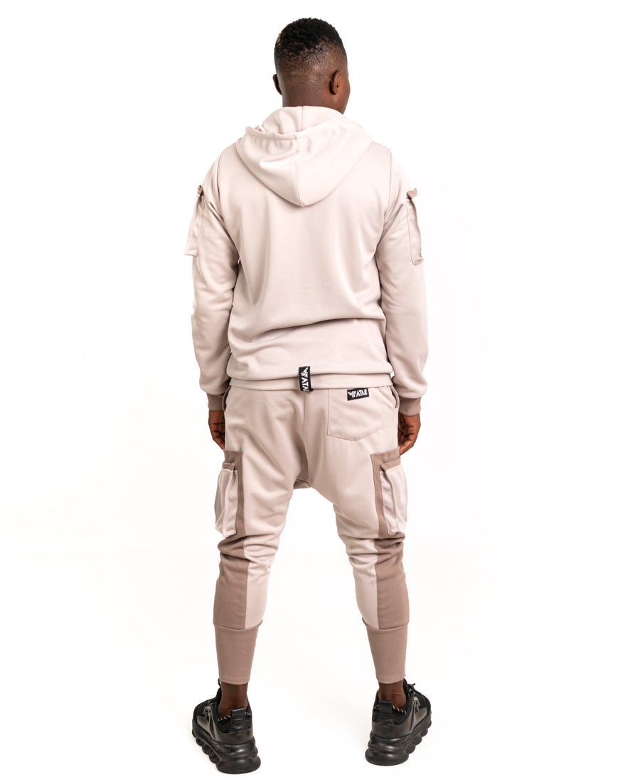 Beige & Cappuccino Two-Piece Set with Side Pockets