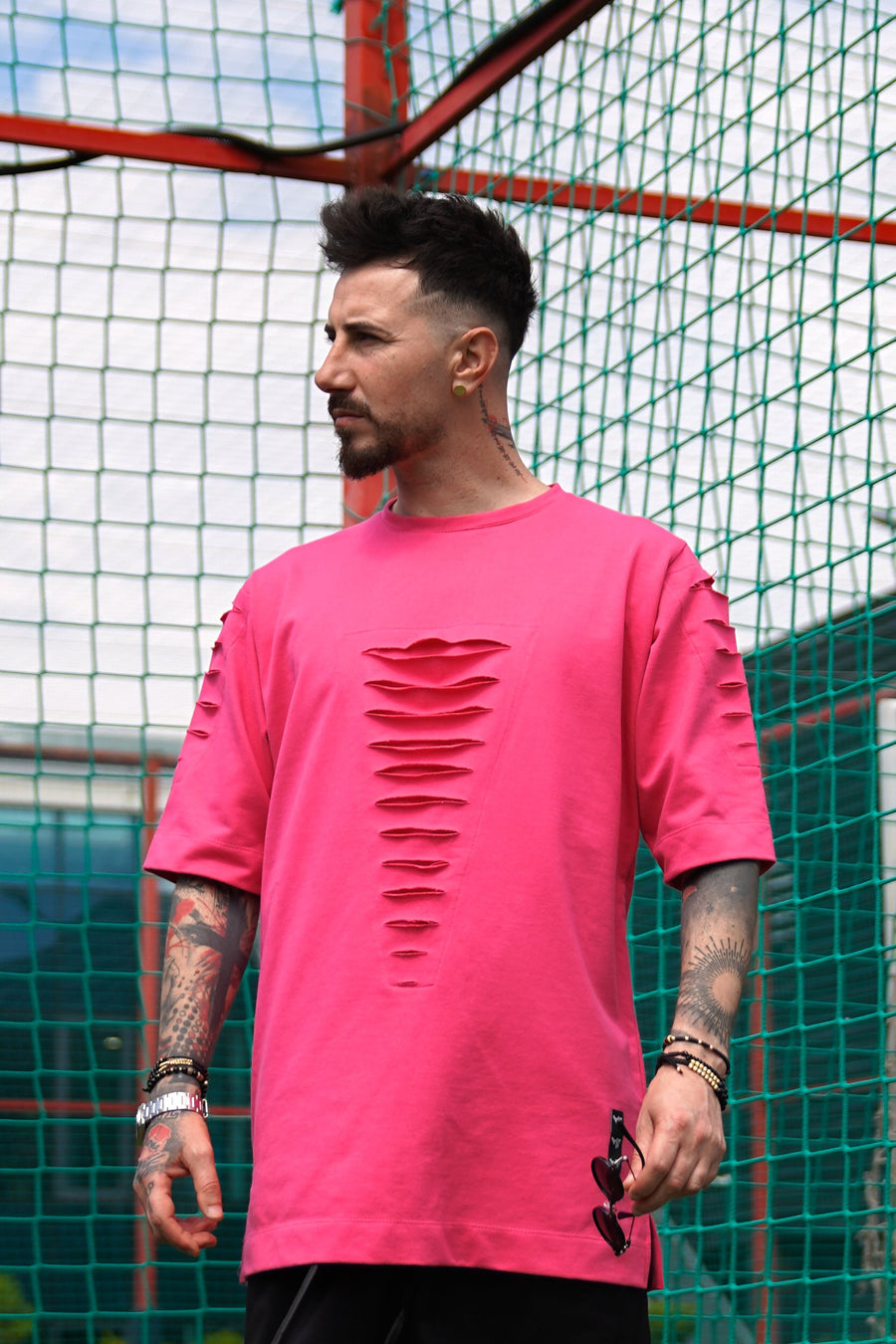 Pink T-Shirt with Cut-Out Detail