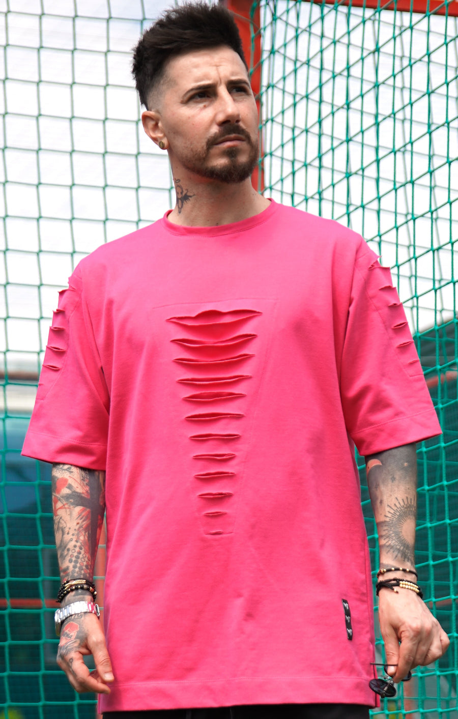 Pink T-Shirt with Cut-Out Detail
