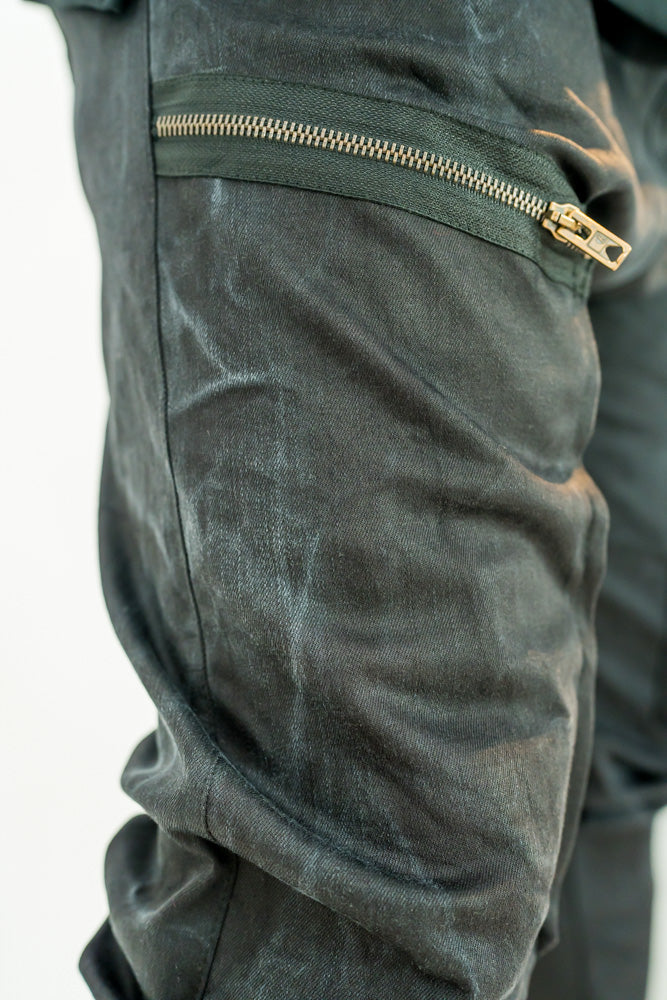 Black Ombre Stretch Jeans with Front Detailing
