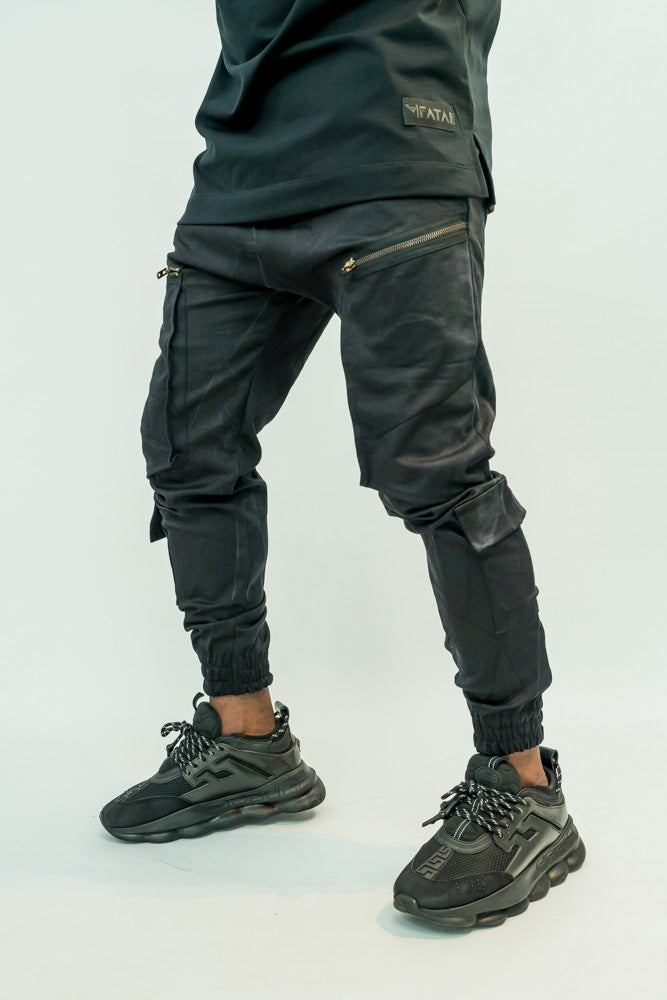 Black Ombre Stretch Jeans with Front Detailing