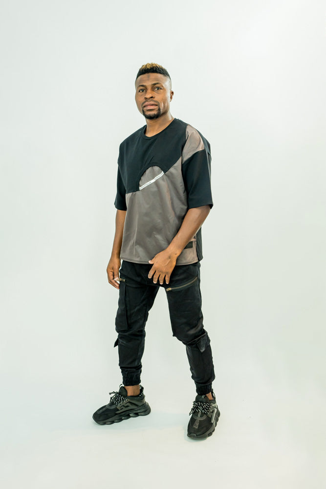 Black T-Shirt with Velvet-Touch Panel