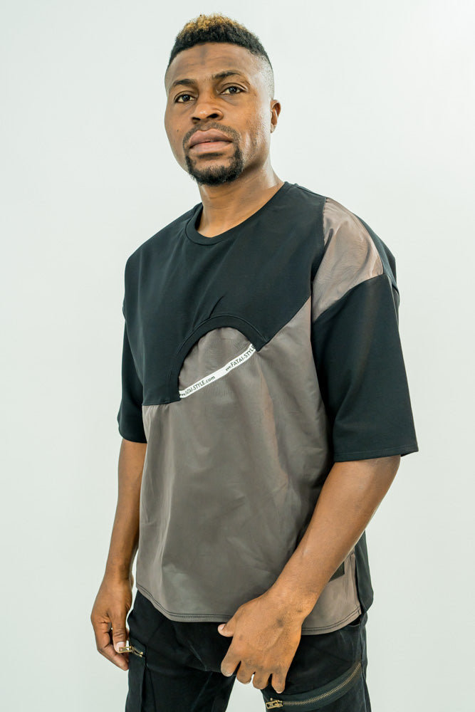 Black T-Shirt with Velvet-Touch Panel