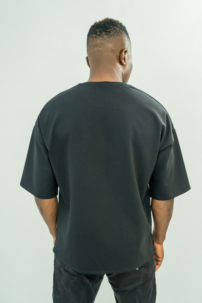 Black T-Shirt with Velvet-Touch Panel