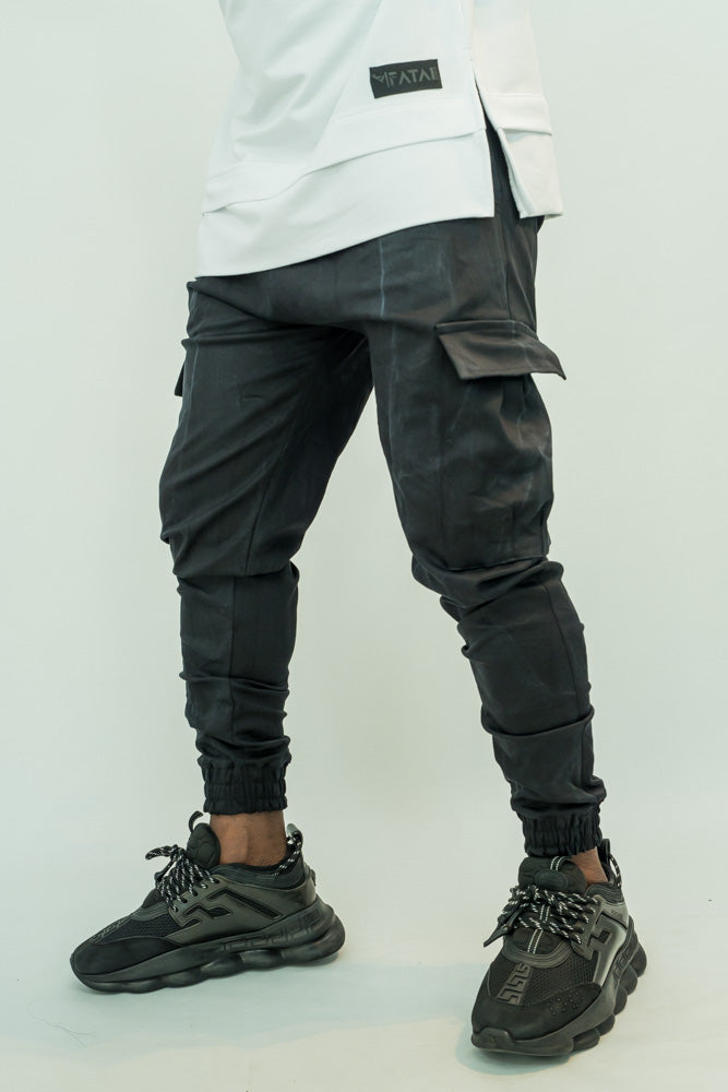 Black Ombre Stretch Jeans with Side Pockets