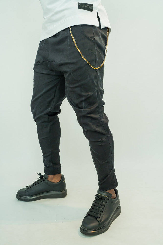 Black Ombre Stretch Jeans with Detachable Chain