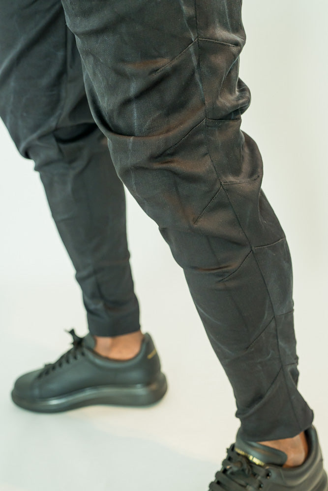 Black Ombre Stretch Jeans with Detachable Chain