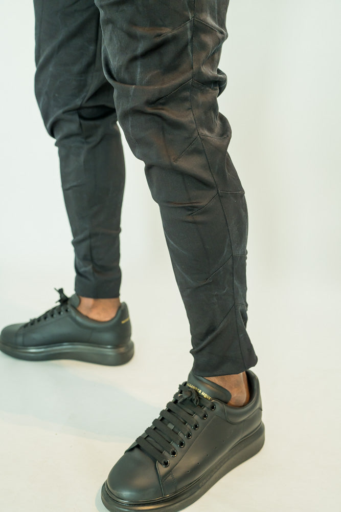 Black Ombre Stretch Jeans with Detachable Chain