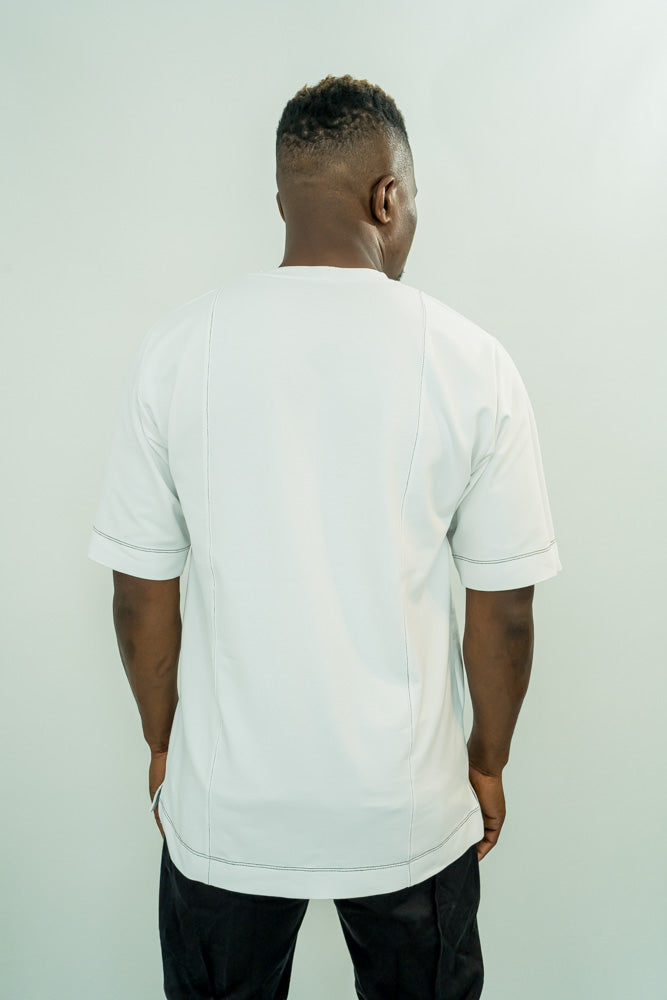 White T-Shirt with Black Stitch Detail