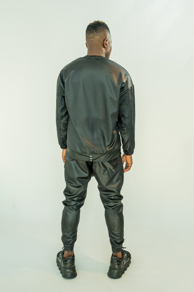 Black Stretch Fabric Tracksuit