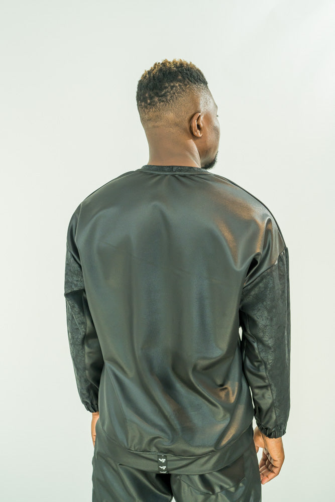 Black Stretch-Fabric Sweatshirt with Front Design
