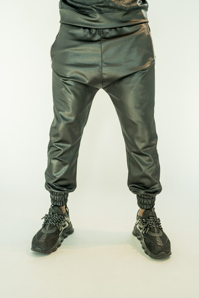 Black Stretch Track Trousers With Zip Pockets