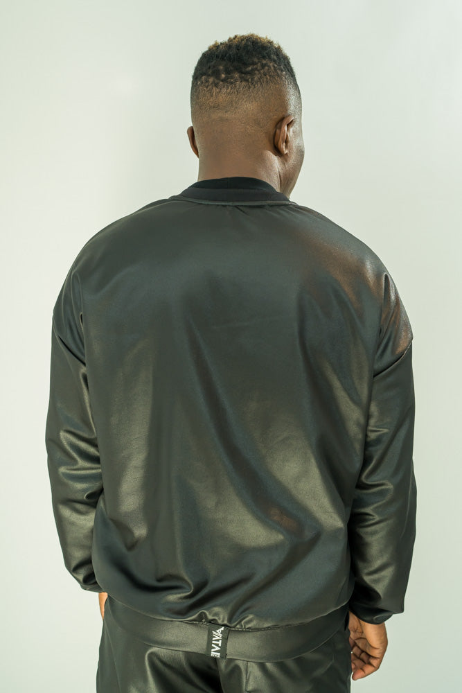 Black Stretch-Fabric Lined Tracksuit Jacket