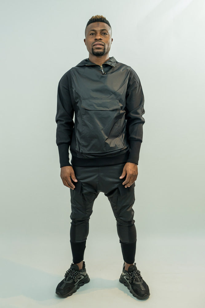 Black Shell Two-Piece Set with Thumbhole Cuffs
