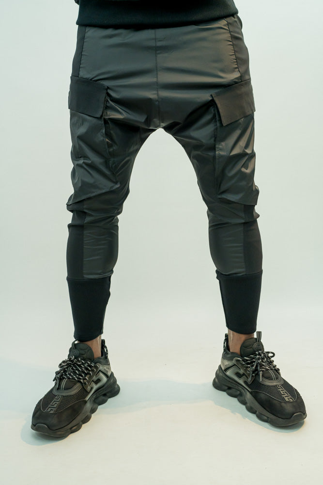 Black trousers with different combination of texture