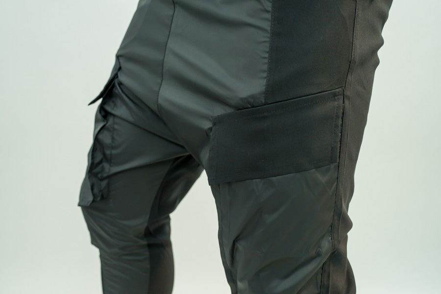 Black trousers with different combination of texture