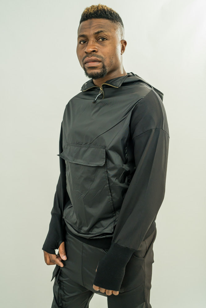 Black Shell Two-Piece Set with Thumbhole Cuffs