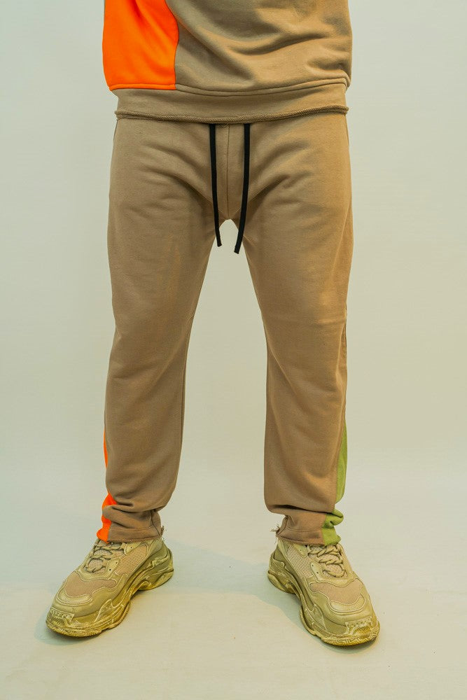 Cappuccino Trousers with Orange and Mint Green Detail