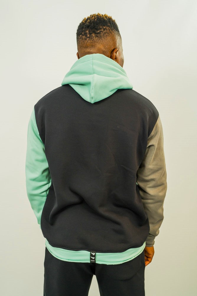 Black, Grey and Mint Green Hoodie - Fatai Style