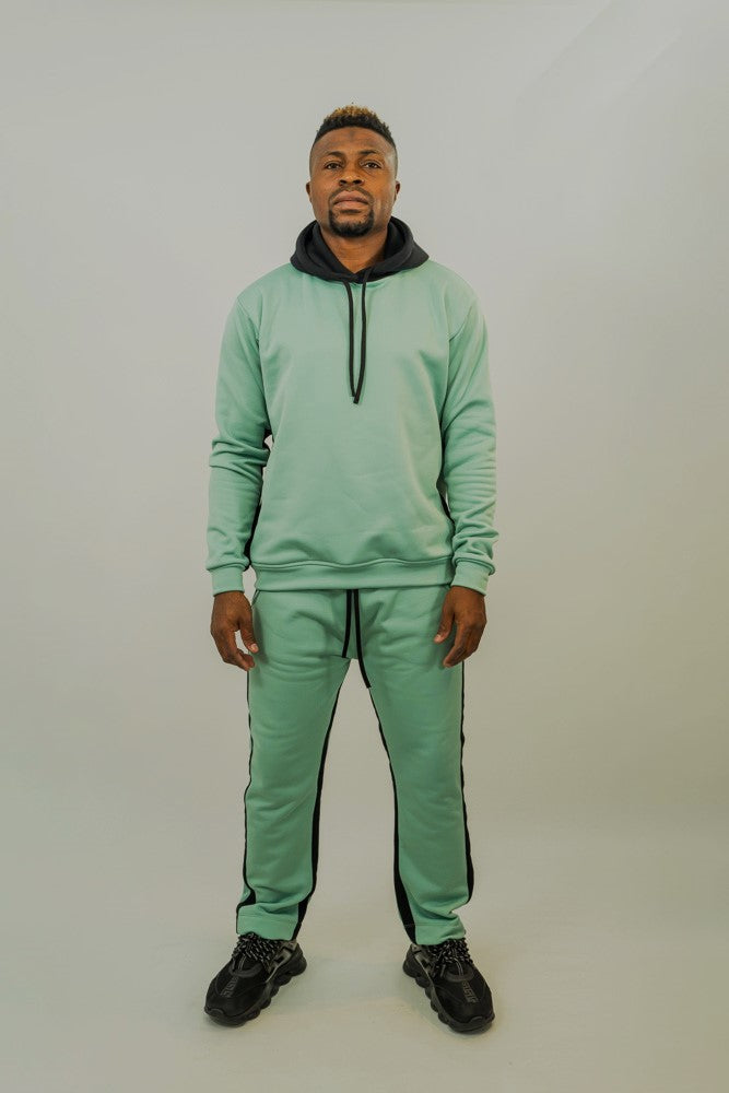 Mint Green Tracksuit with Grey Stripes