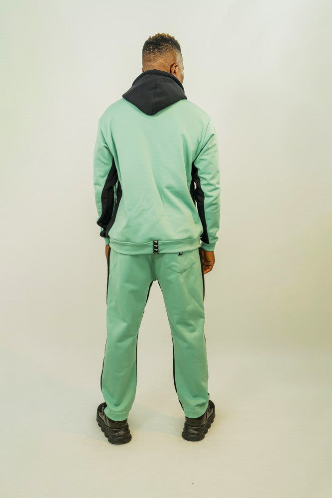 Mint Green Tracksuit with Grey Stripes