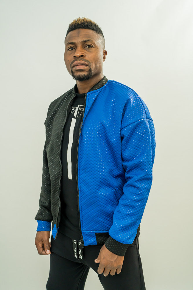 Two-Tone Black and Blue Lined Jacket