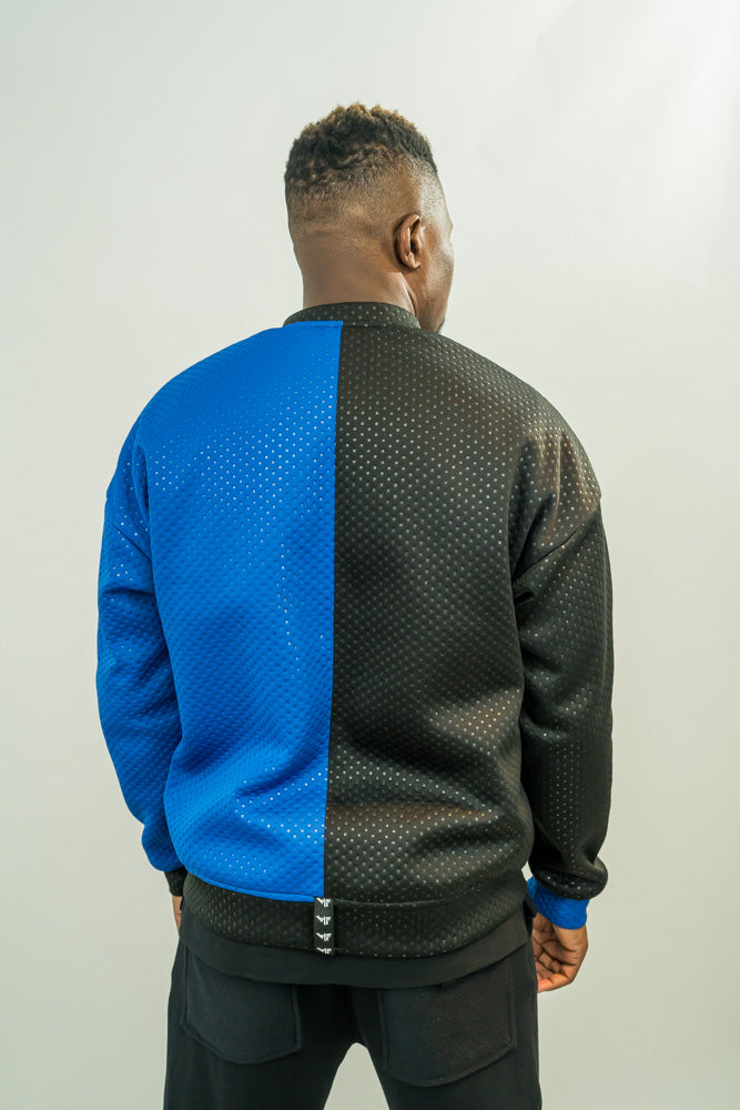 Two-Tone Black and Blue Lined Jacket