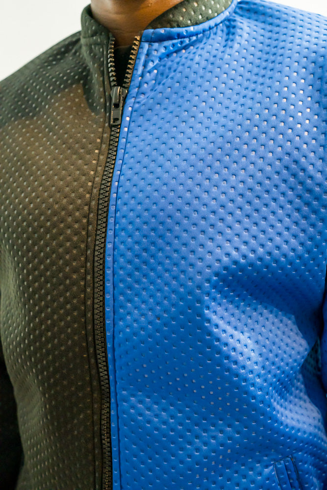 Two-Tone Black and Blue Lined Jacket