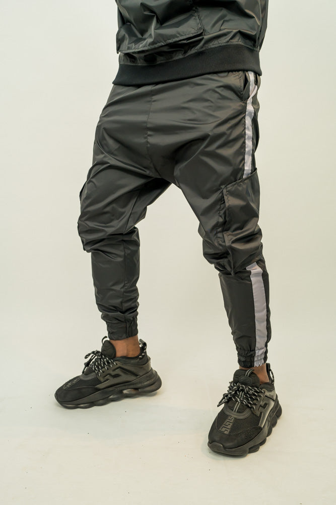 Black & Grey Washed Shell Two-Piece Set