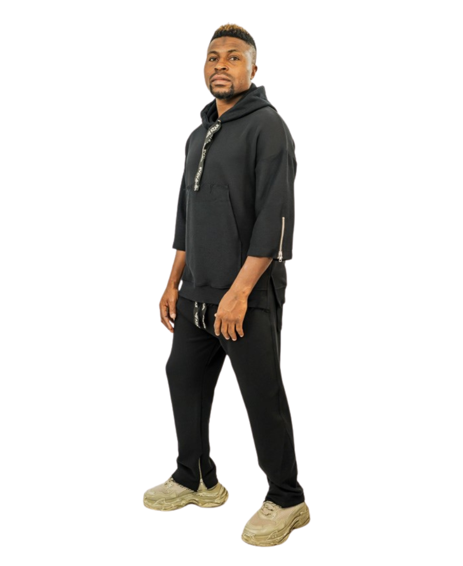 Black Two-Piece Set with Detail Accents