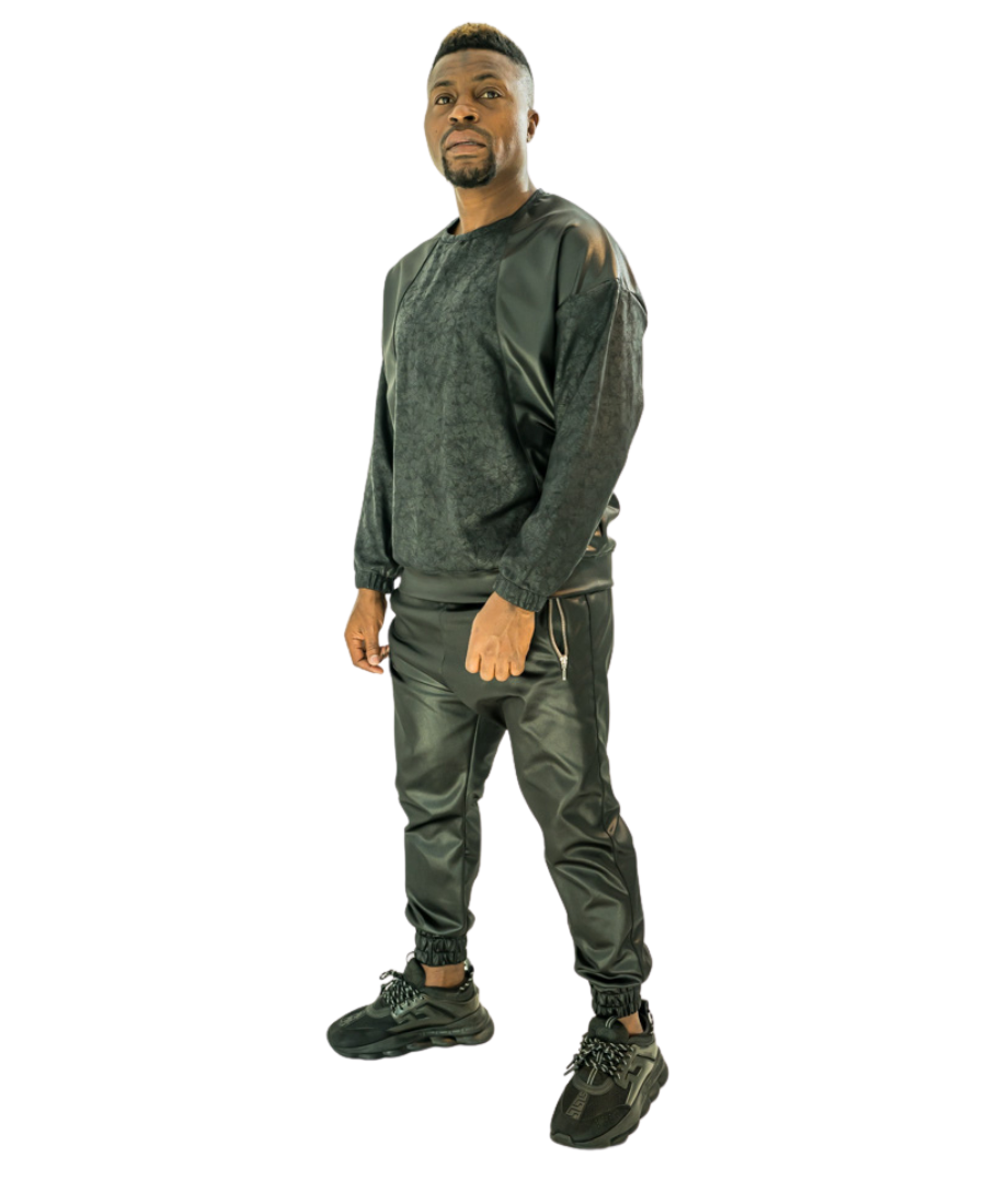 Black Stretch Fabric Tracksuit