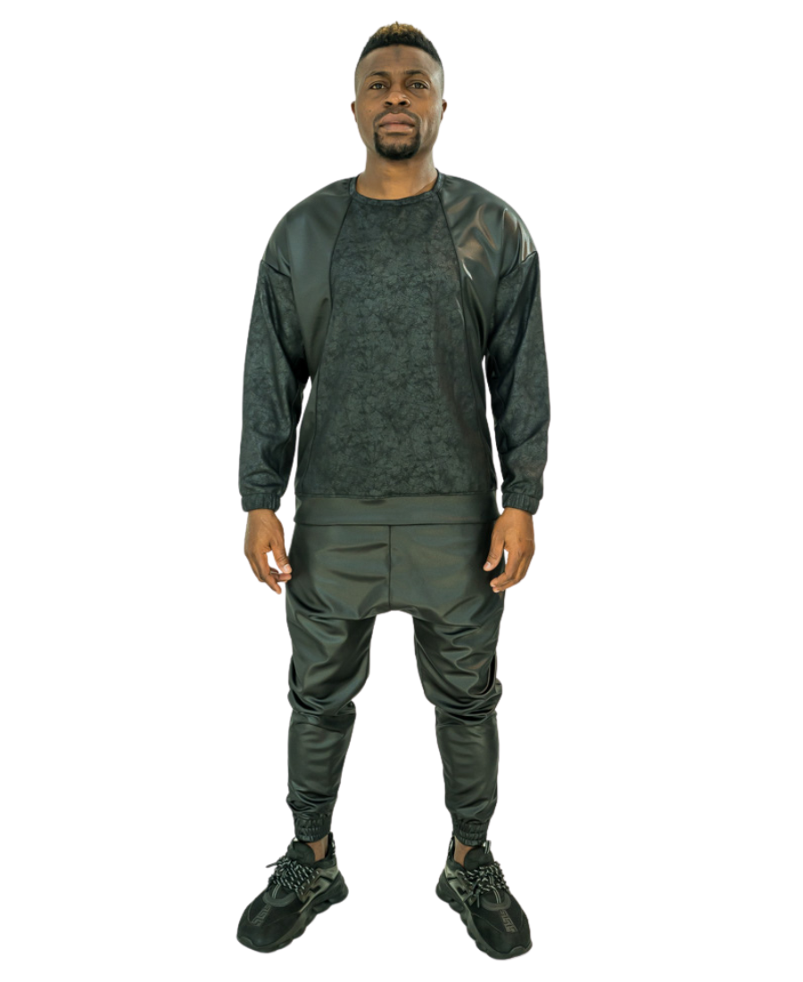 Black Stretch Fabric Tracksuit