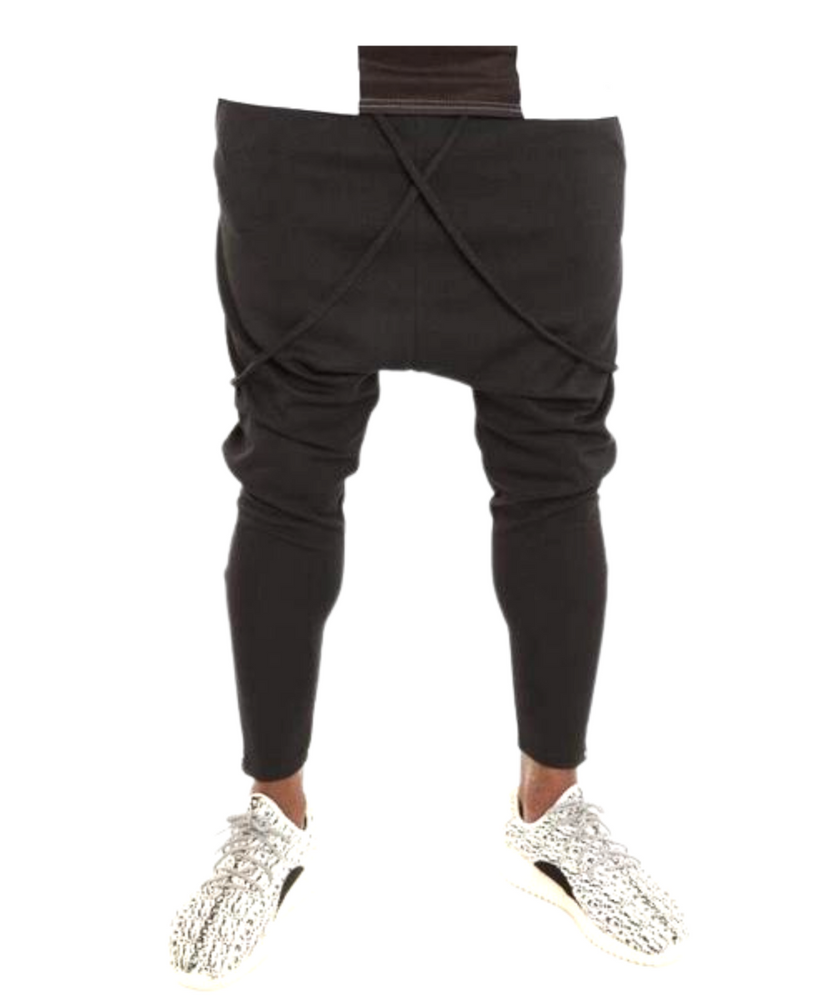 Black Trousers with Crossed Black Straps