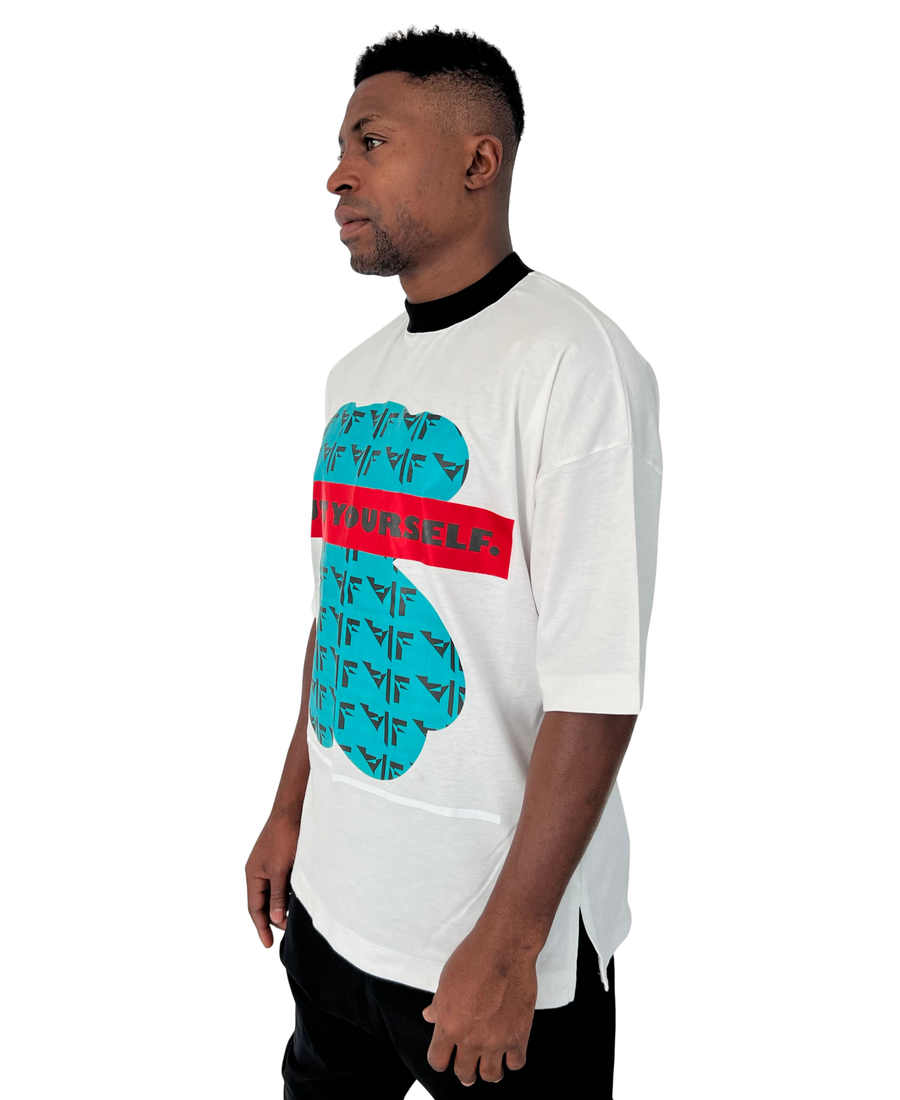 White T-Shirt with Teddy Bear Print
